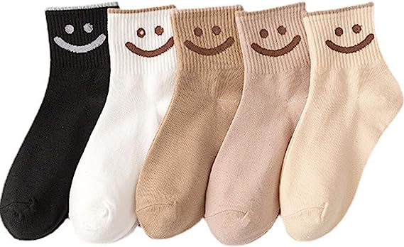 6 Pairs Lovely Smile Face Cotton Socks, Smiley Face Socks Womens, Cute Smiling Face Socks(6 pairs)…