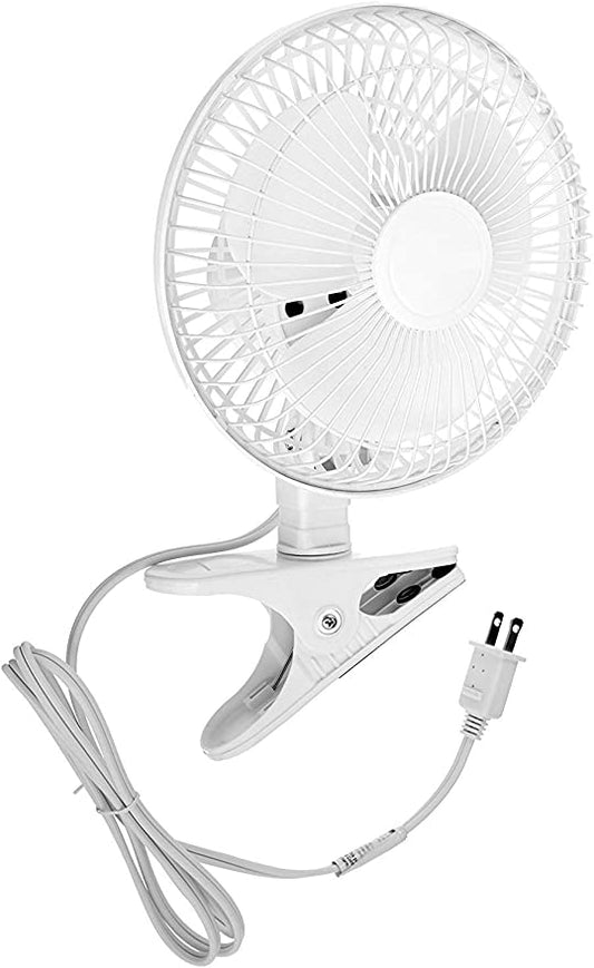 6 INCH - 2 Speed - Adjustable Tilt, Whisper Quiet Operation Clip-On-Fan with 5.5 Foot Cord and Steel Safety Grill (1, 6" Fan with 5 FT Cord)