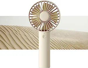 Handheld Fan, Portable Small Fan with 3 Speeds, USB Rechargeable Hand Fan, Personal Fan Battery Operate for Outdoor, Indoor, Commute, Office, Travel -Beige