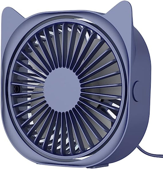 Personal Desk Fans Small Quiet - Mini Cute Desk Fan, USB Powered, 3 Wind Speeds, 360° Rotatable, Little Portable Table Fans Fast Cooling for Home Bedroom Nightstand Office Work Desktop Dorm (Blue)