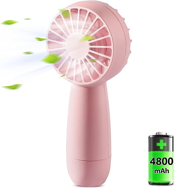 Handheld Fan Mini Portable Fan, 8-25 Hours Personal Hand Held Fan, USB Rechargeable Small Portable Fan, 3 Speeds Battery Operated Pocket Mini Fan, Powerful Makeup Eyelash Fan for Travel Indoor Outdoor