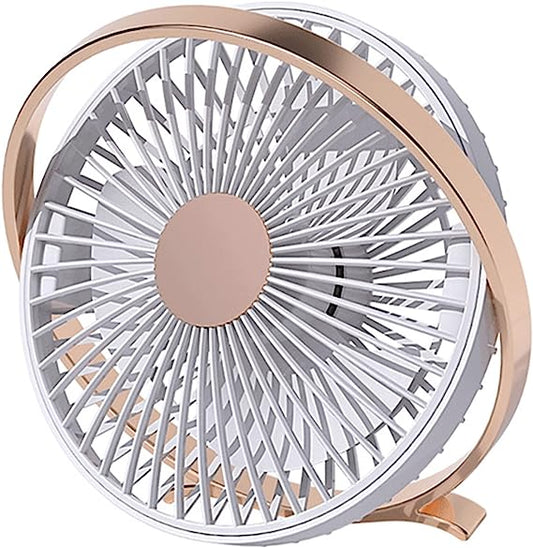 USB Desk Fan Mini Desktop Table Fans 2 Speed Personal Quiet Fan with Strong Airflow Portable Cooling Fan with Head Adjustable for Home Bedroom Dormitory Office Table & Desktop, Gold