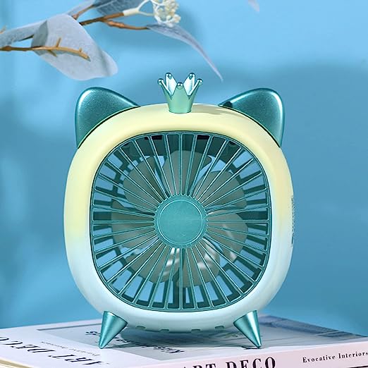 Mini Fan Energy-Saving Rechargeable Cute Cartoon USB Plug-in Desk Fan for Dorm Golden S